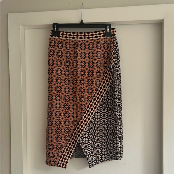Anthropologie Sweater Knit Patterned Pencil Midi Skirt
